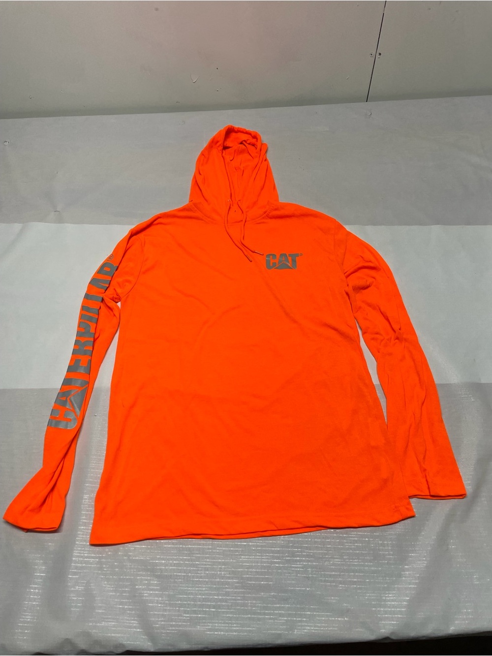 Caterpillar Safety Orange Hooded Long-Sleeve Pullover Sz:Large